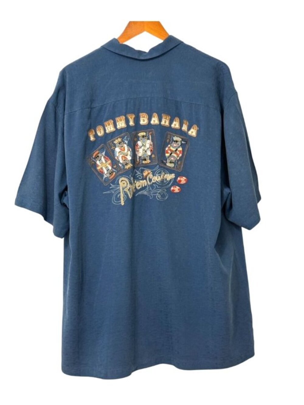 Tommy Bahama Men's 100% Silk Shirt Ride 'Em Cowboys Embroidered Poker Size XLT